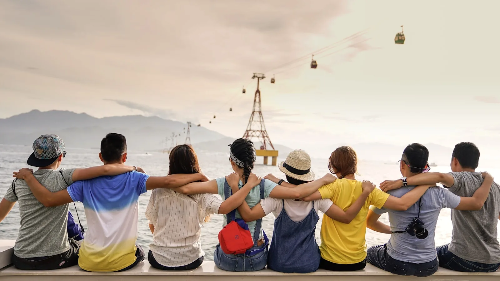 A group of friends together at an event